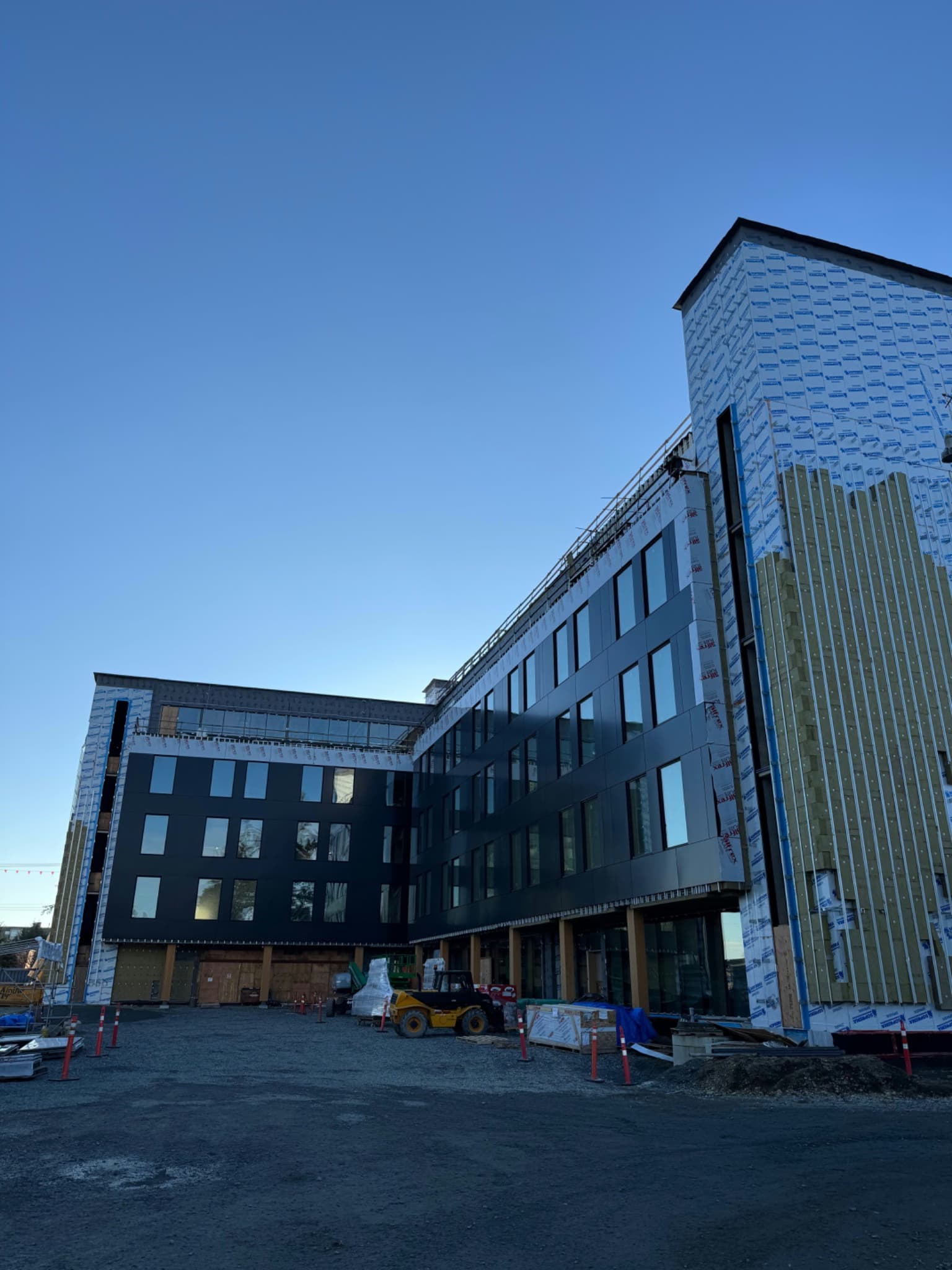 Drywall finishing work at Royal Roads University